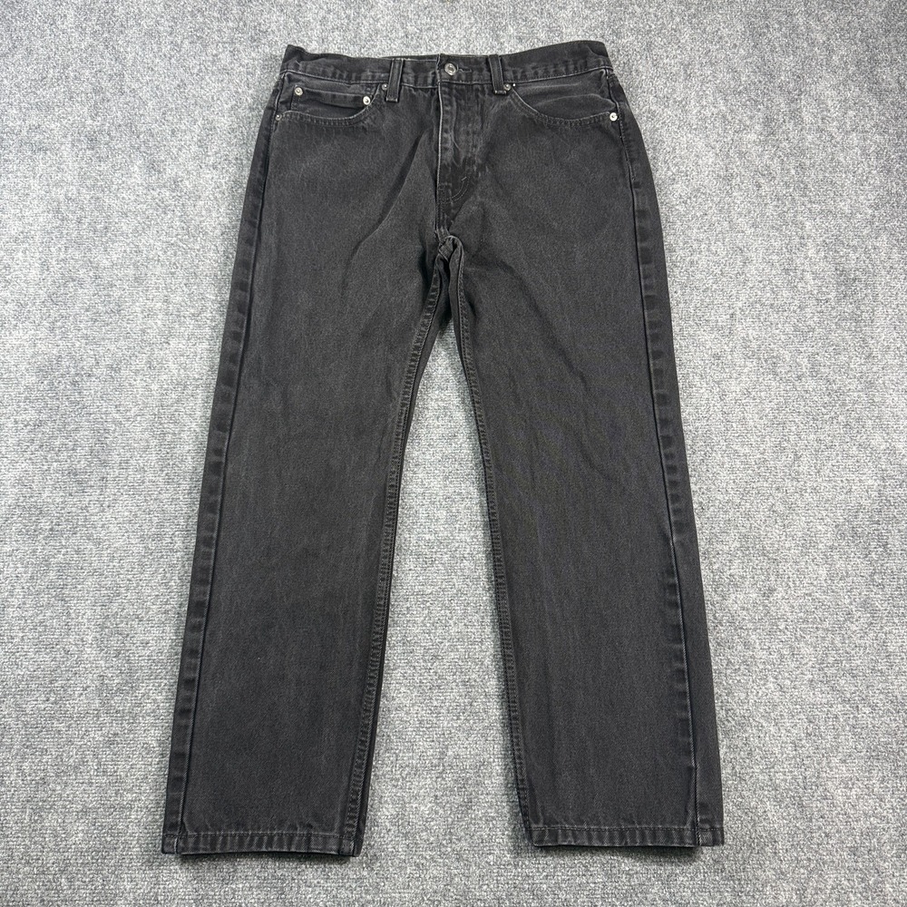 Levi's 505 Jeans Mens 34x29 Regular Fit Straight Leg Black Denim 100% Cotton